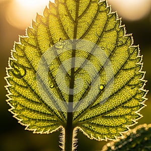 Background is softly blurred emphasizing the leaf s texture and