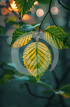 Close Up of a Green Leaf on a Branch