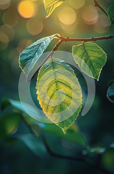 Close Up of a Green Leaf on a Branch