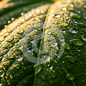 Close-up of a green leaf covered
