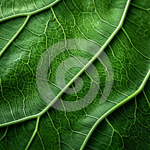 Close Up Green Leaf With Detailed Veins - Erik Johansson Style