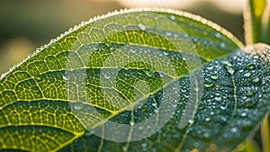 The background is softly blurred emphasizing the leaf s detailed