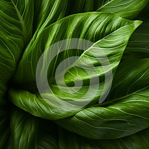 Close Up Green Leaf: Organic Contours And Lush Colors