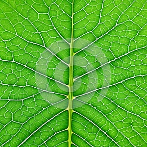 close up of green leaf texture, vein, chlorophyll, plantlife vector illustration, generative AI