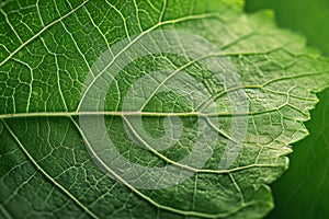 Close-up of Green Leaf Veins