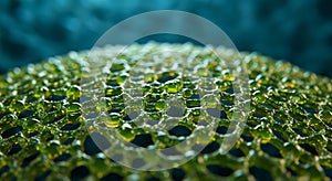 Close up of a green microscopic molecular lattice