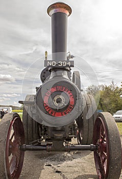 Close up of the front of a steam engine