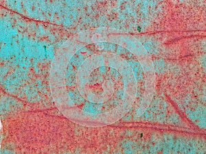 Close up of green rusty metal wall