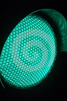 Close up Green Traffic lights at night