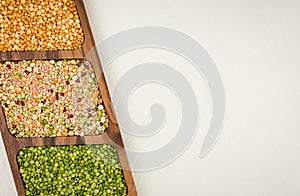 close up green ,yellow  peas and beans mix background