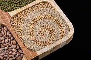 close up green ,yellow  peas and beans mix background