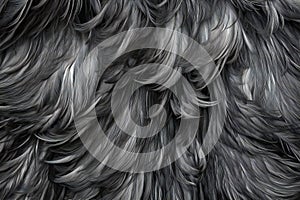 Close up of grey dog fur texture,  Animal fur background and texture