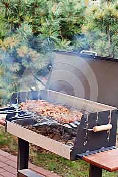 Close up grill with barbecue
