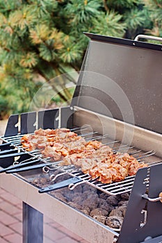 Close up grill with barbecue