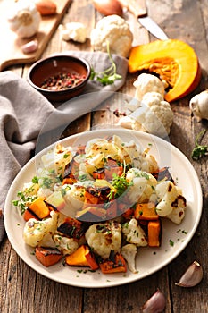 Grilled cauliflower and potimarron