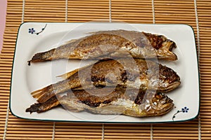 Close-up of grilled croaker, a simple fish dish