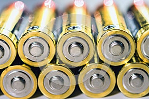 close up group of alkaline AA battery energy photo