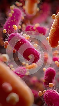 A close up of a group of bacteria
