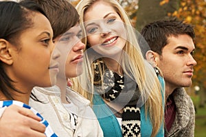 Close Up Of Group Of Four Teenage Friends