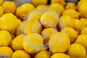 Close Up of a Group of Fresh Lemons at the Italian Market