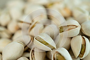 Close up group of Pistachio nuts. Healthy food high protein