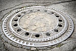 Close-up of a gully cover