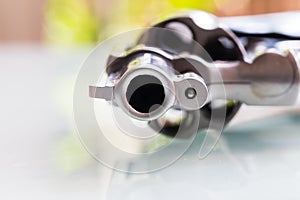 Close up of gun muzzle