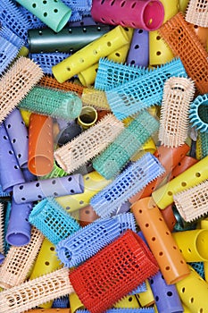 Close-up of hair curlers.