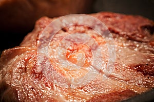 Close up Half Cooked Juicy Meat