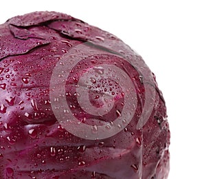 Close up of half red cabbage.