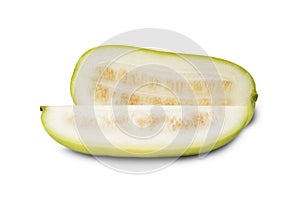 Close up half slice winter melon isolated on white background with Clipping Path