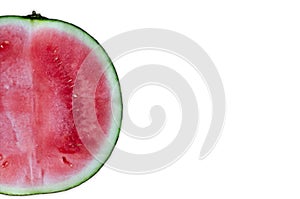 close up of a half a watermelon in a white background