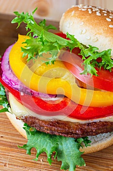 Close up of hamburger