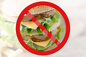 Close up of hamburger behind no symbol