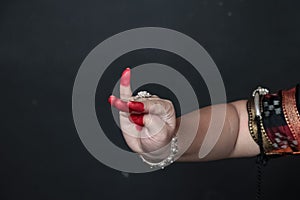 Close up of Hand gestures of an Odissi dancer. Indian classical dance forms. hand mudras