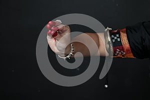 Close up of Hand gestures of an Odissi dancer. Indian classical dance forms. hand mudras