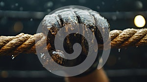 Close-up of a hand gripping a rope