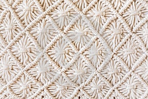 Close-up of hand made macrame texture pattern photo