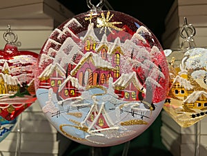 Close up of hand painted christmas ball