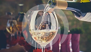 Pouring wine into a glass