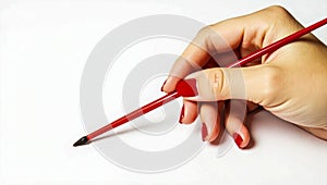 Elegant Hand Holding a Red Paintbrush â Art & Creativity. photo