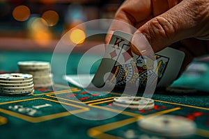 Close-up of a hand shuffling a deck of cards