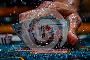 Close-up of a hand shuffling a deck of cards