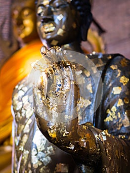 Close up hand of statue Buddha