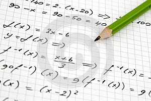Close-up of Hand written Mathematical Formulas.