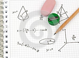 Close-up of Hand written Mathematical Formulas.