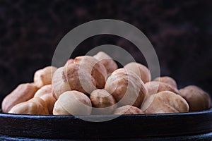 Close-up handful hazelnuts