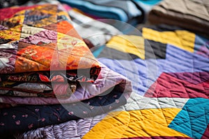 a close-up of handmade quilts for the homeless