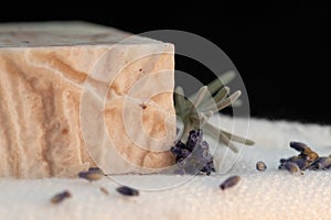 Close up of handmade soap and lavender