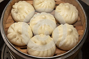 Close up of handmade steamed bun